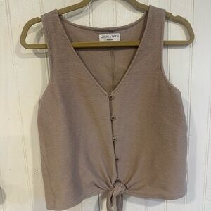 Madewell Taupe Button-Down Tank Top